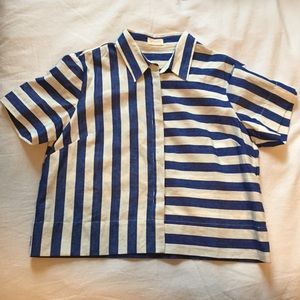 Gorman Linen-Cotton Collared Crop Top